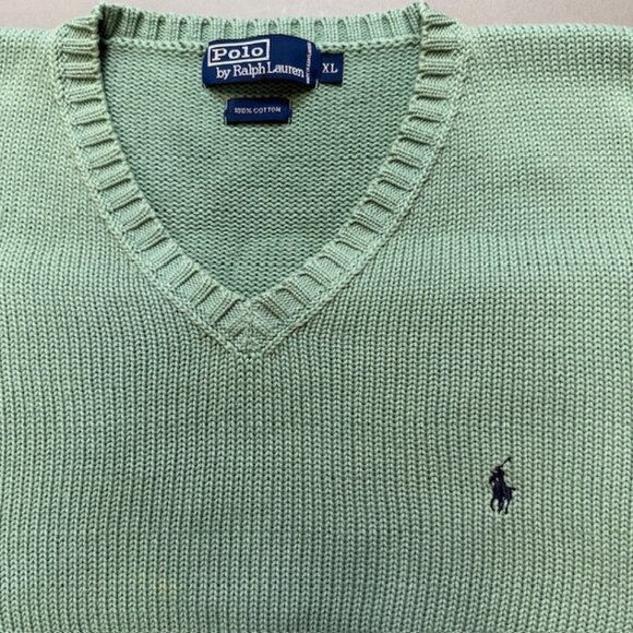 Polo Ralph Lauren Sweater Vest Mens XL MINT Green Cotton Knit V Neck Preppy Pony - Picture 1 of 8